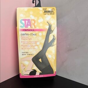 SPANX Black Center-Stage Patterned Shaping Tights
